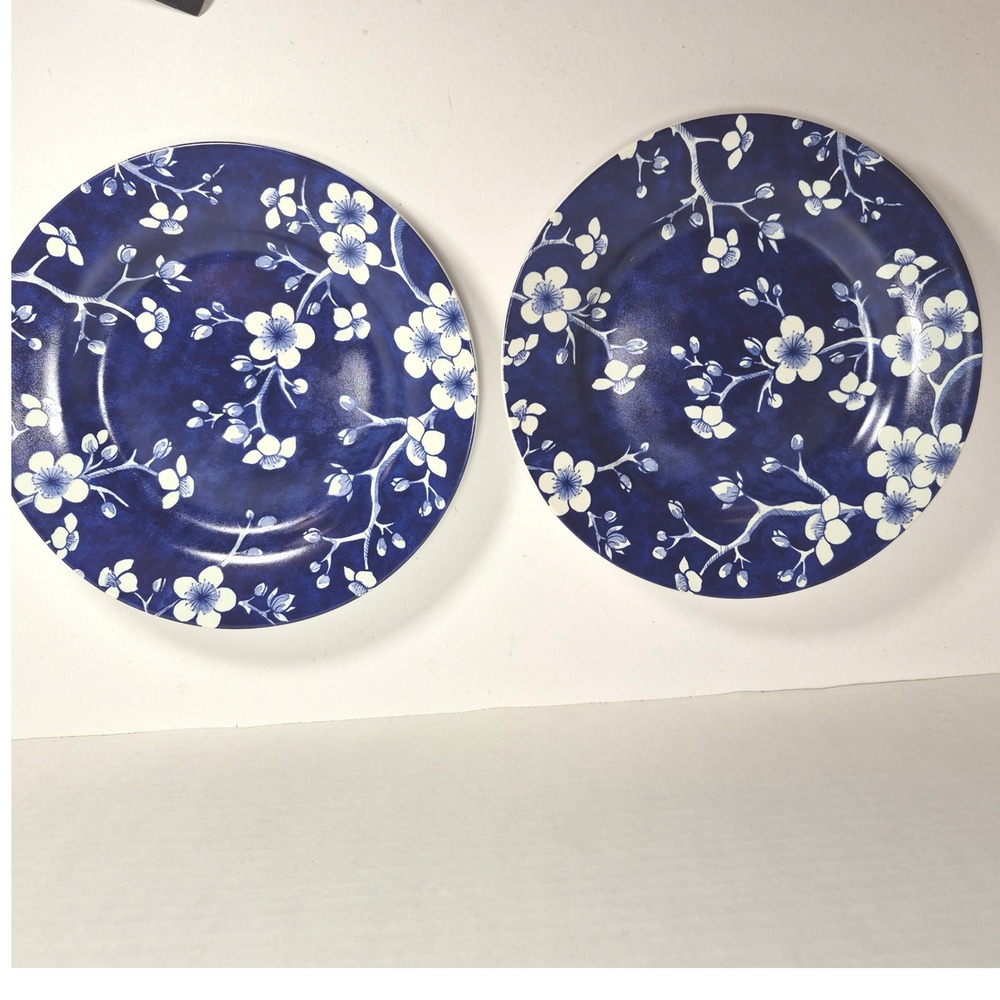 Williams Sonoma French Blossom Salad Plates Set of 2 Cobalt Blue New